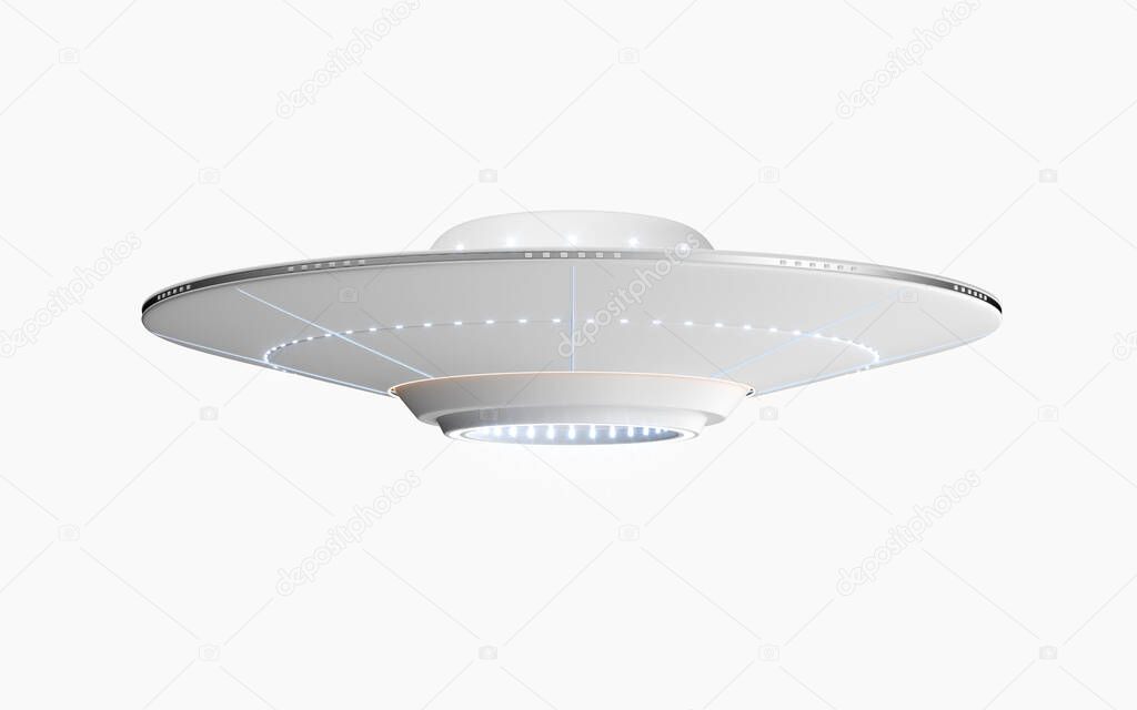 Science fiction UFO spaceships, 3d rendering. Computer digital drawing.