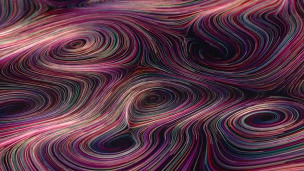 Linee di vortice magico, fantasia modello d'onda, rendering 3d. — Video Stock