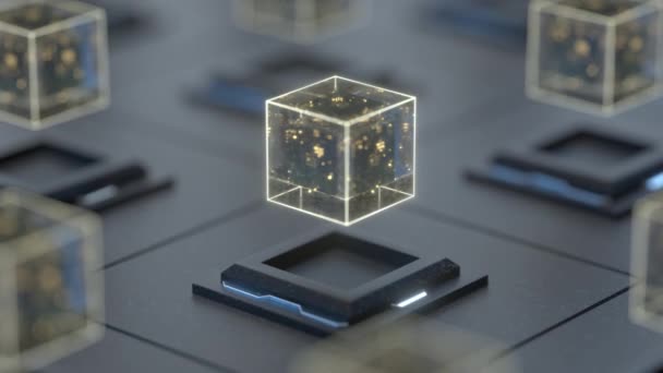 Creative electronics crystals cubes, 3d rendering. — Stock Video