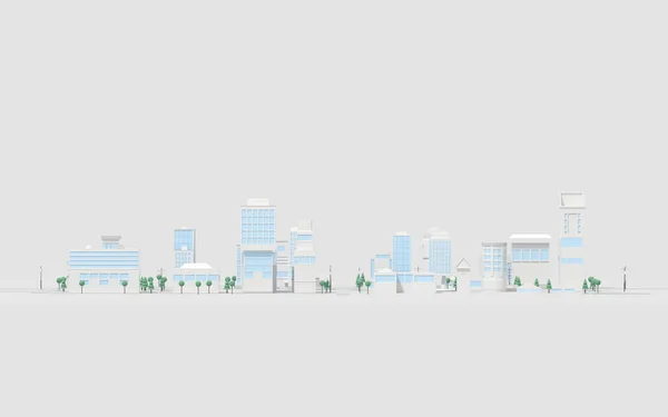 Ψηφιακό Μοντέλο Πόλης Λευκό Φόντο Rendering Computer Ψηφιακό Σχέδιο — Φωτογραφία Αρχείου