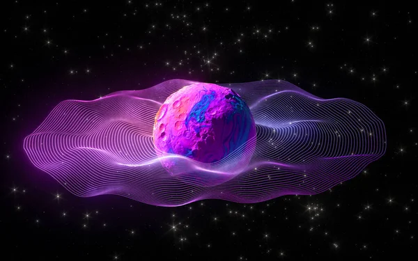 Sphère Colorée Avec Fond Ciel Étoilé Rendu Dessin Numérique Informatique — Photo