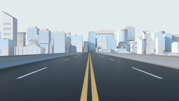 Carretera urbana y modelo de ciudad digital, renderizado 3D. — Vídeos de Stock