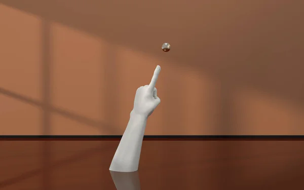 空いている部屋で手の彫刻 3Dレンダリング コンピュータ デジタル ドローイング — ストック写真
