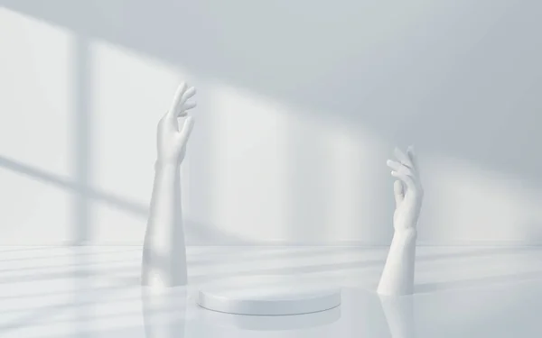 白い背景 3Dレンダリングと手の彫刻 コンピュータ デジタル ドローイング — ストック写真