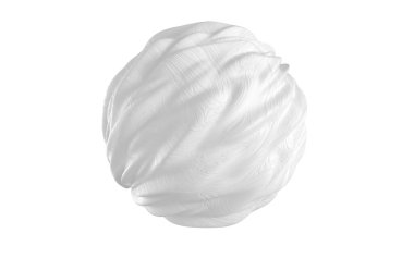 Beyaz arkaplanlı, üç boyutlu bir yaratıcılık küresi. Bilgisayar dijital çizimi,