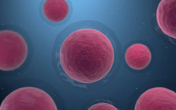 Komórki Biologiczne Niebieskim Tłem Renderowanie Cyfrowy Rysunek Komputera — Zdjęcie stockowe