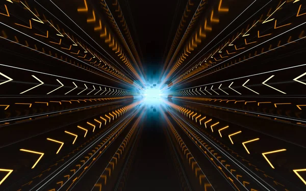 Neon Tunneli Tausta Renderöinti Tietokoneen Digitaalinen Piirustus — kuvapankkivalokuva