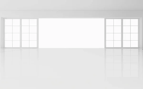 Sala Vazia Branca Renderização Desenho Digital Computador — Fotografia de Stock