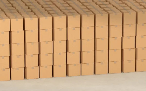 Κουτιά Στοιβαγμένα Μαζί Αποθήκη Εργοστασίου Rendering Ψηφιακό Σχέδιο Υπολογιστή — Φωτογραφία Αρχείου