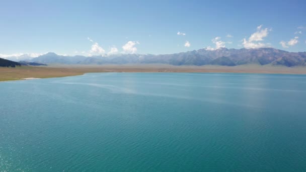 Lago e prados com um dia ensolarado. — Vídeo de Stock