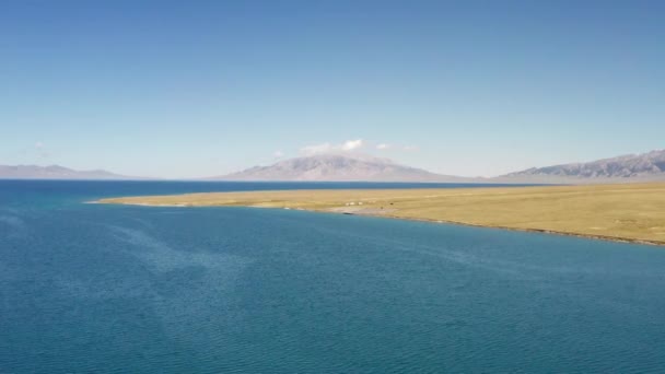 Lac et prairies avec une journée ensoleillée. — Video