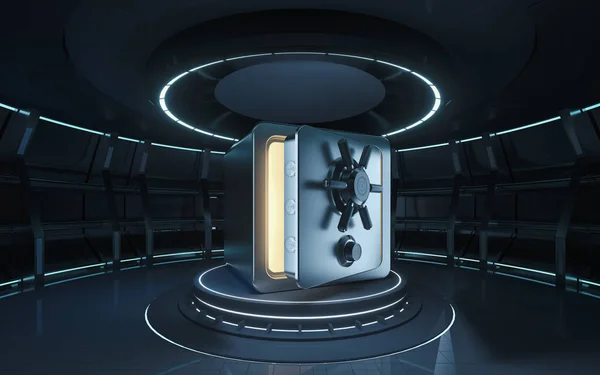 Safe Box Futuristic Room Rendering Computer Digital Drawing — Foto Stock