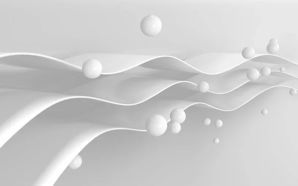 Curved White Geometry Balls Rendering Computer Digital Drawing — Stockfoto