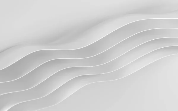 Curved white geometry with white background, 3d rendering. Computer digital drawing.