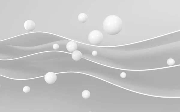 Curved White Geometry Balls Rendering Computer Digital Drawing — Zdjęcie stockowe