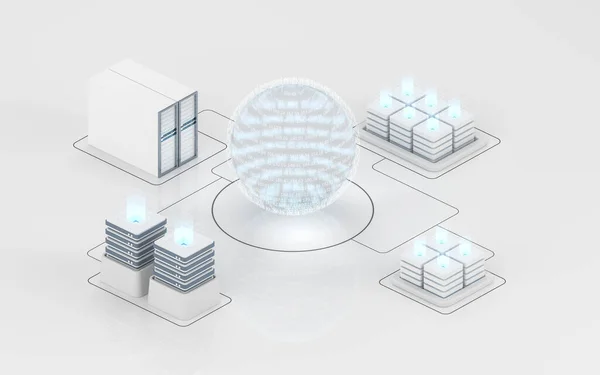 Dispositivi Cloud Computing Informazione Rendering Disegno Digitale Del Computer — Foto Stock