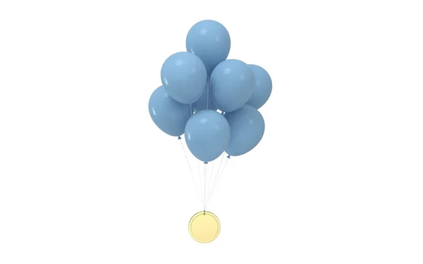 Balões Moeda Ouro Com Fundo Branco Renderização Desenho Digital Computador — Fotografia de Stock