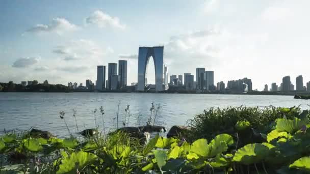 Bâtiments Cbd Près Lac Jinji Suzhou Chine — Video