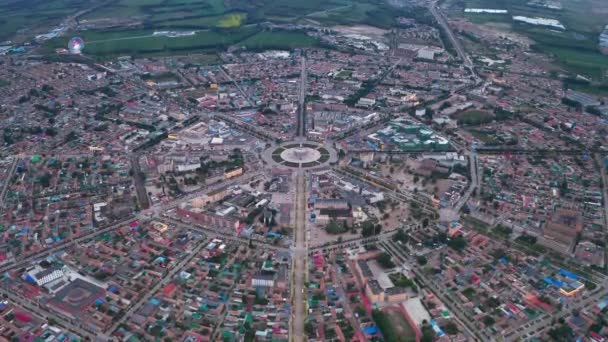 Turkarnas Stadsbild Bagua Flygfoto Turks Bagua City Xinjiang Kina — Stockvideo