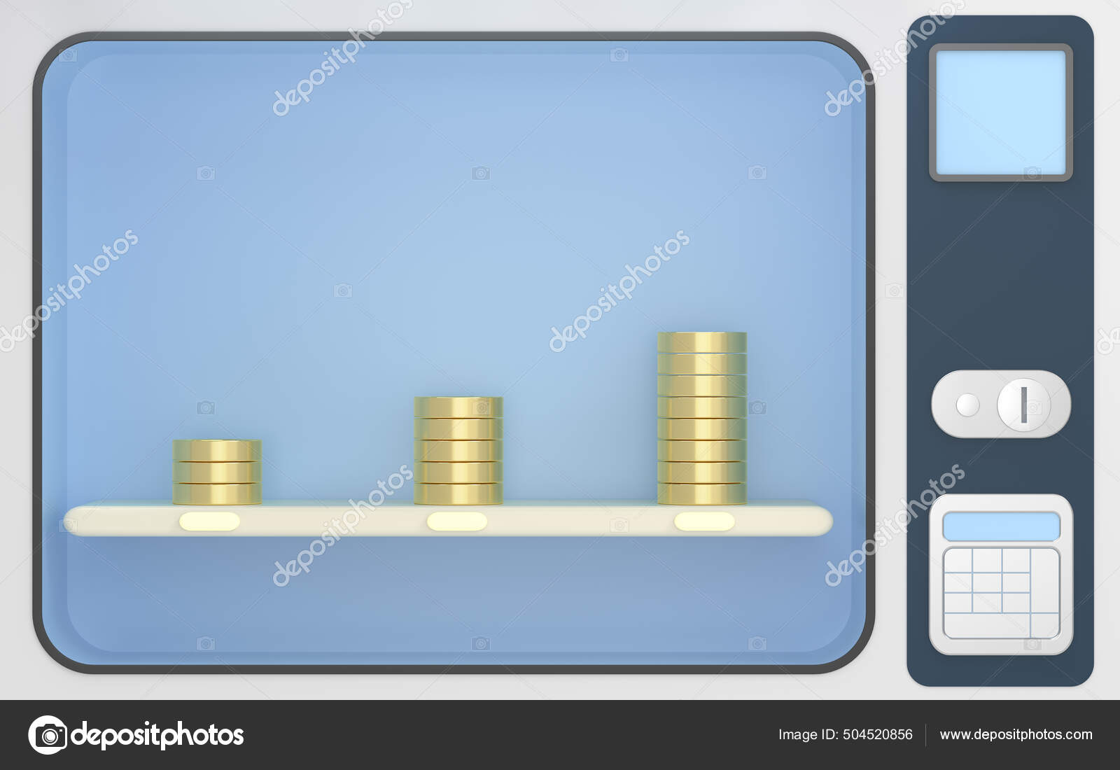 Coins Vending Machine Rendering Computer Digital Drawing Stock Photo by
