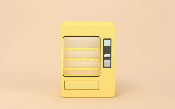 Empty Vending Machine Yellow Background Rendering Computer Digital Drawing — Stock Photo, Image
