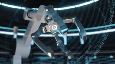 Mekanik kol ve dijital bilgi, 3D görüntüleme.