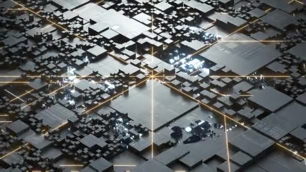 Circuits Cubes Fond Sombre Rendu — Video