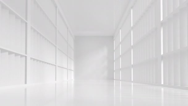 Back White Empty Room Rendering — стоковое видео