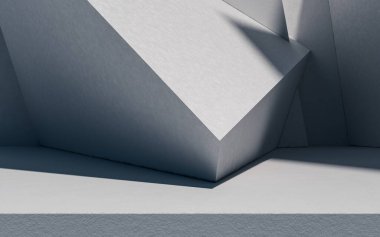 Soyut geometrik mimari, 3D görüntüleme. Bilgisayar dijital çizimi.