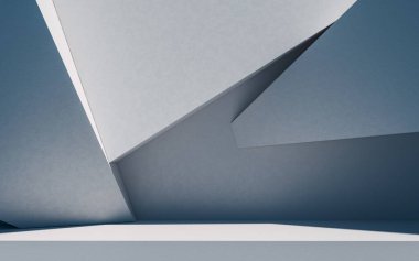 Soyut geometrik mimari, 3D görüntüleme. Bilgisayar dijital çizimi.