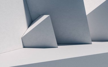 Soyut geometrik mimari, 3D görüntüleme. Bilgisayar dijital çizimi.