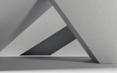 Soyut geometrik mimari, 3D görüntüleme. Bilgisayar dijital çizimi.