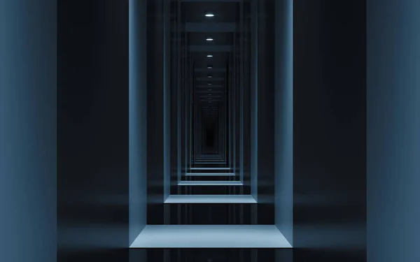 Dark tunnel background, 3d rendering. Computer digital drawing.