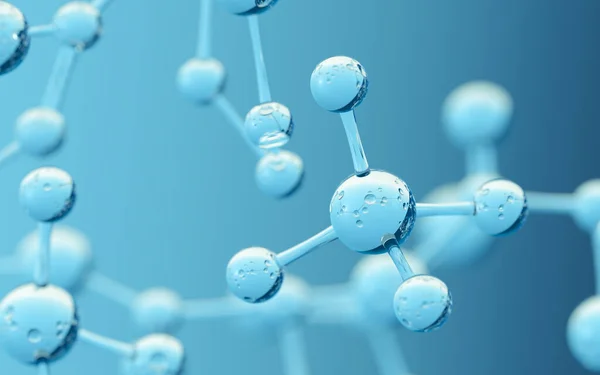 Chemische Molecule Met Blauwe Achtergrond Rendering Digitale Computertekening — Stockfoto