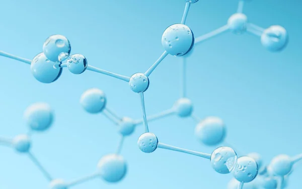 Химическая Молекула Голубым Фоном Рендеринг Цифровой Рисунок — стоковое фото