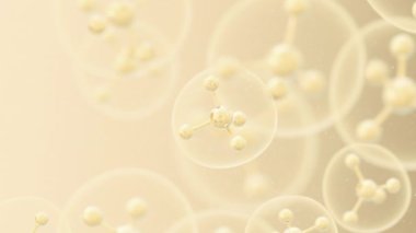 Sıvı arkaplanı olan hücre yapısı, 3D görüntüleme.