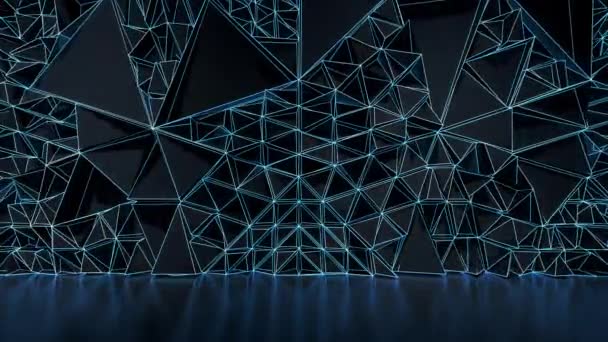 Циклічна Анімація Ліній Неонового Трикутника Темним Тлом Рендеринга — стокове відео