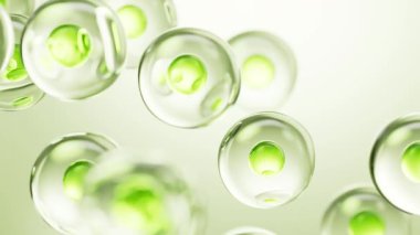 Şeffaf yeşil hücre kabarcıkları arkaplan, 3d oluşturma.