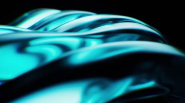 Renkli ışıklarla şeffaf dalga cam geometrileri, 3D görüntüleme.