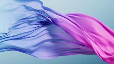 Yumuşak mavi dalga bez arkaplan, 3D görüntüleme.