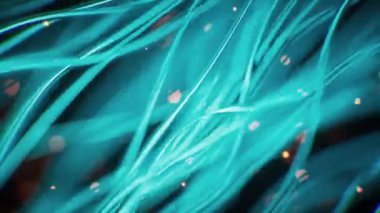 Parlayan cyan neon eğri çizgileri arka plan, 3d oluşturma.