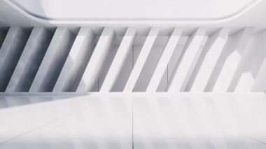 Beyaz bina arkaplanı olan boş zemin, 3D görüntüleme.