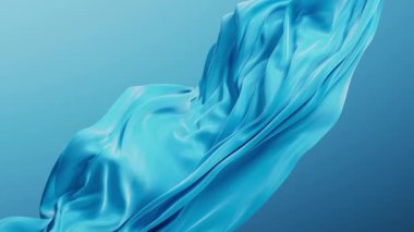 Yumuşak mavi dalga bez arkaplan, 3D görüntüleme.