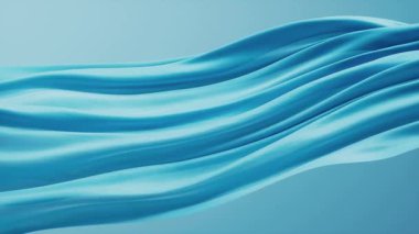 Yumuşak mavi dalga bez arkaplan, 3D görüntüleme.