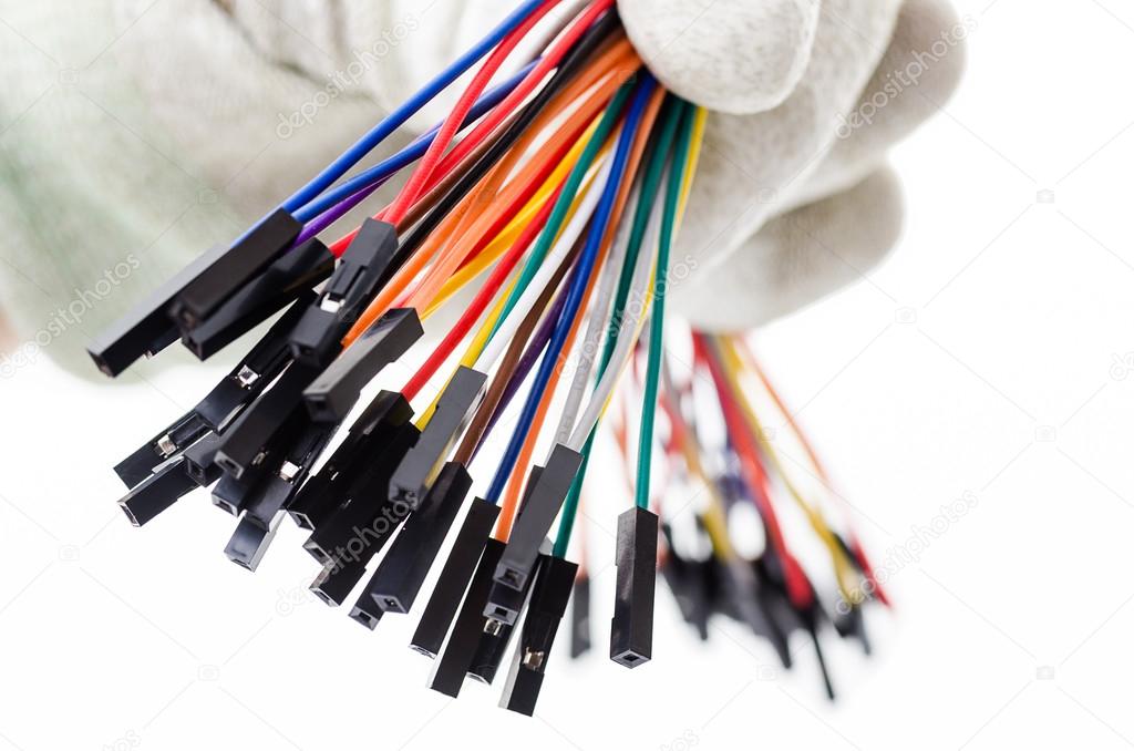Colorful computer wires with miniature terminals