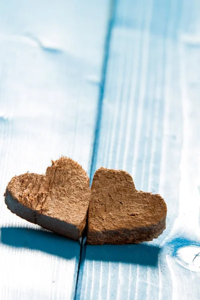 Hearts on Wooden Background — Stock Photo, Image