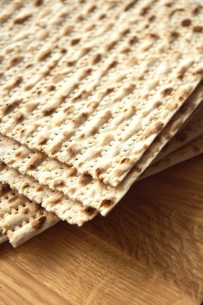 Traditionell Judisk Kosher Matzo För Påsk Set Med Påskmatzos Trä — Stockfoto