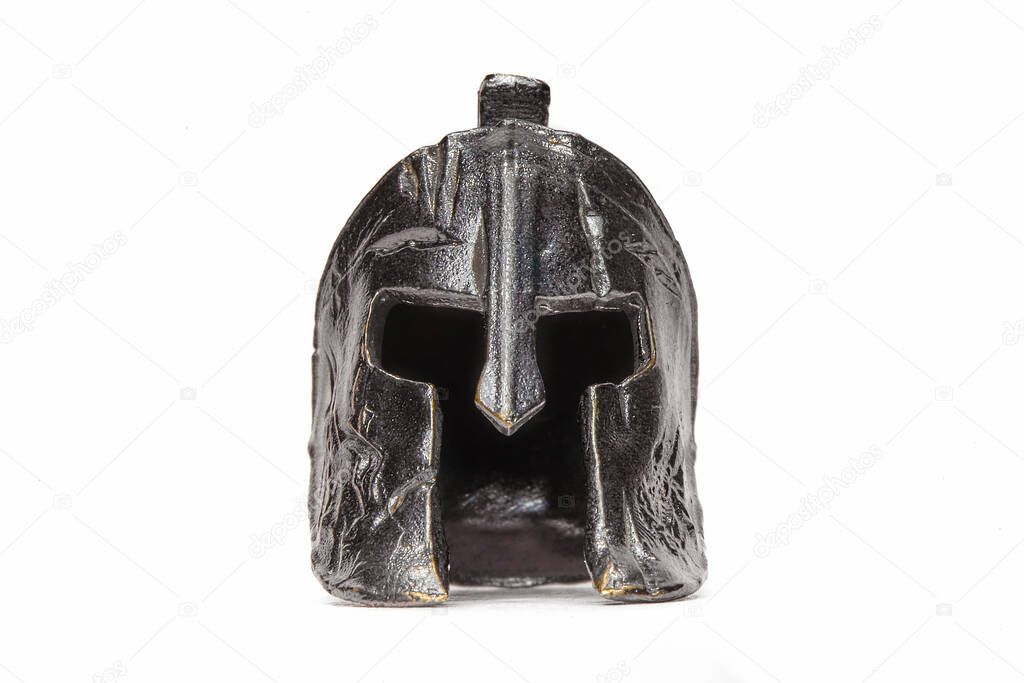 A metal helmet. The Spartans helmet. Warriors Helmet