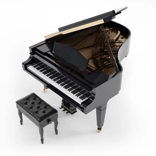 Beyaz Arkaplanda Izole Edilmiş Güzel Bir Kuyruklu Piyano Telifsiz Stok Fotoğraflar