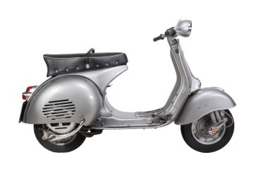 Vintage Vespa motosikleti - 1959 - beyaz arka planda izole - gri